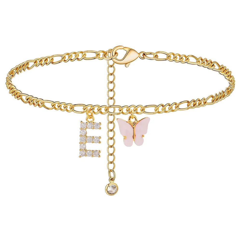 Waterproof Initial Letter Anklets for Women