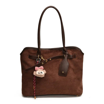 Large Faux Suede Shoulder Bag for Women