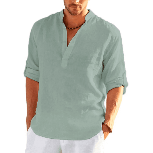 Men's Casual Long Sleeve Linen Shirt