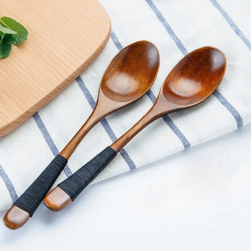 2 Wooden Soup Spoons for Kids' Meals