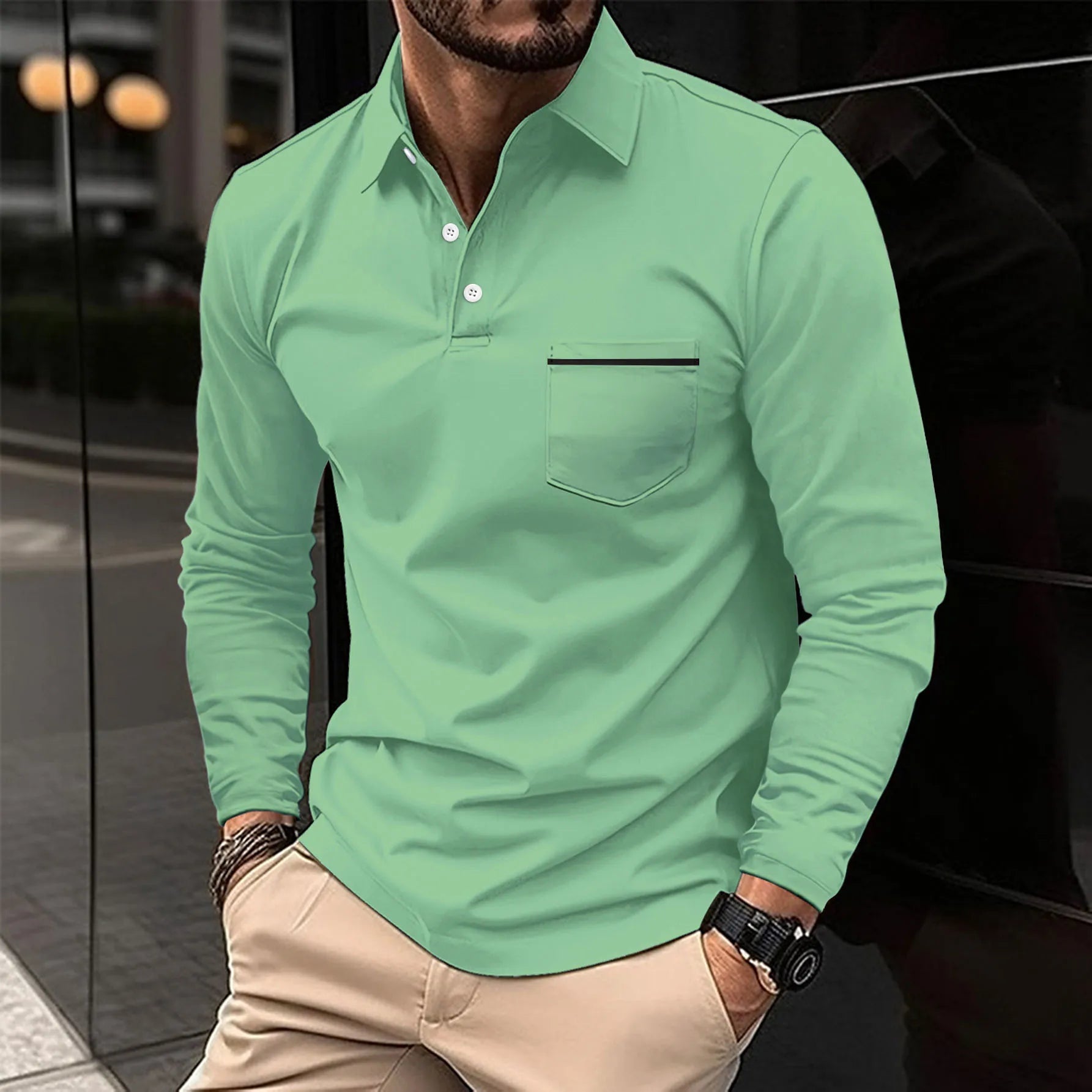 2024 Men's Casual Long Sleeve Pocket T-Shirt