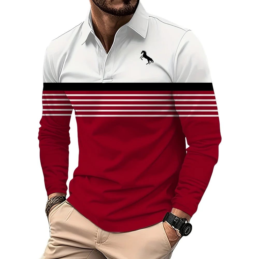Men's Casual Stripe Polo Golf Shirts