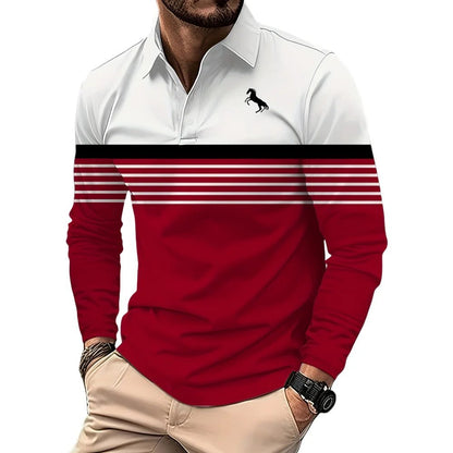 Men's Casual Stripe Polo Golf Shirts