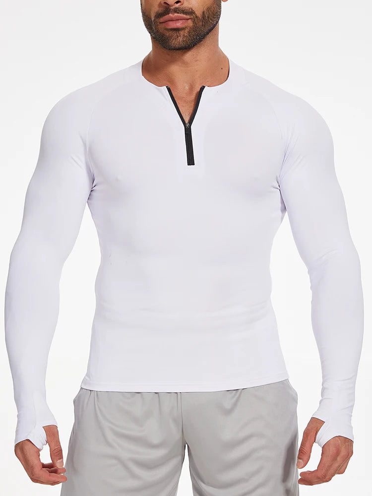 Men's Thermal Long Sleeve Zipper T-Shirt
