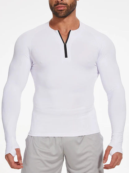 Men's Thermal Long Sleeve Zipper T-Shirt