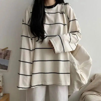 Chic Striped Long Sleeve T-Shirt for Teens