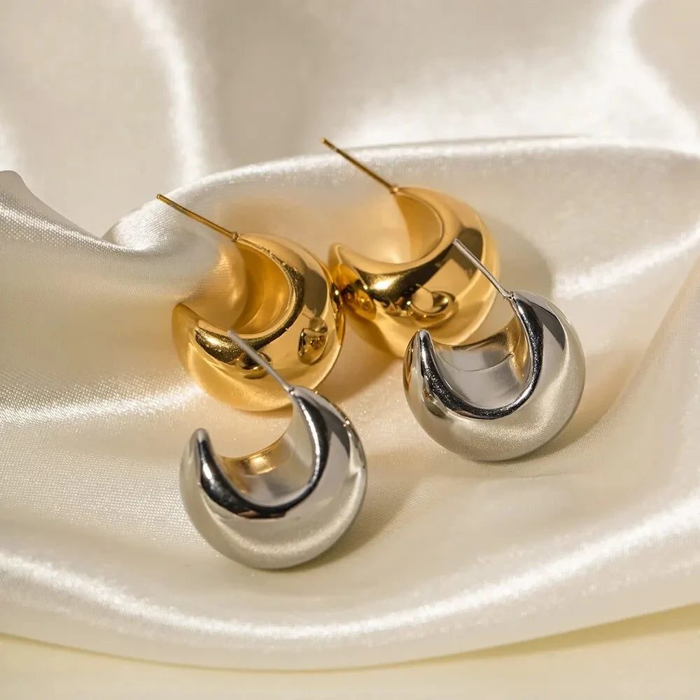 18K Gold Plated Chunky Hoop Earrings