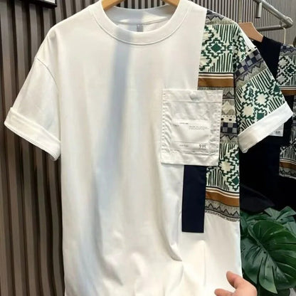 Men's Casual Printed Pocket T-Shirt for Summer