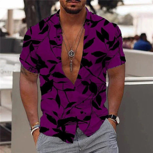 Men's 3D Leaf Print Hawaiian Shirt 2024