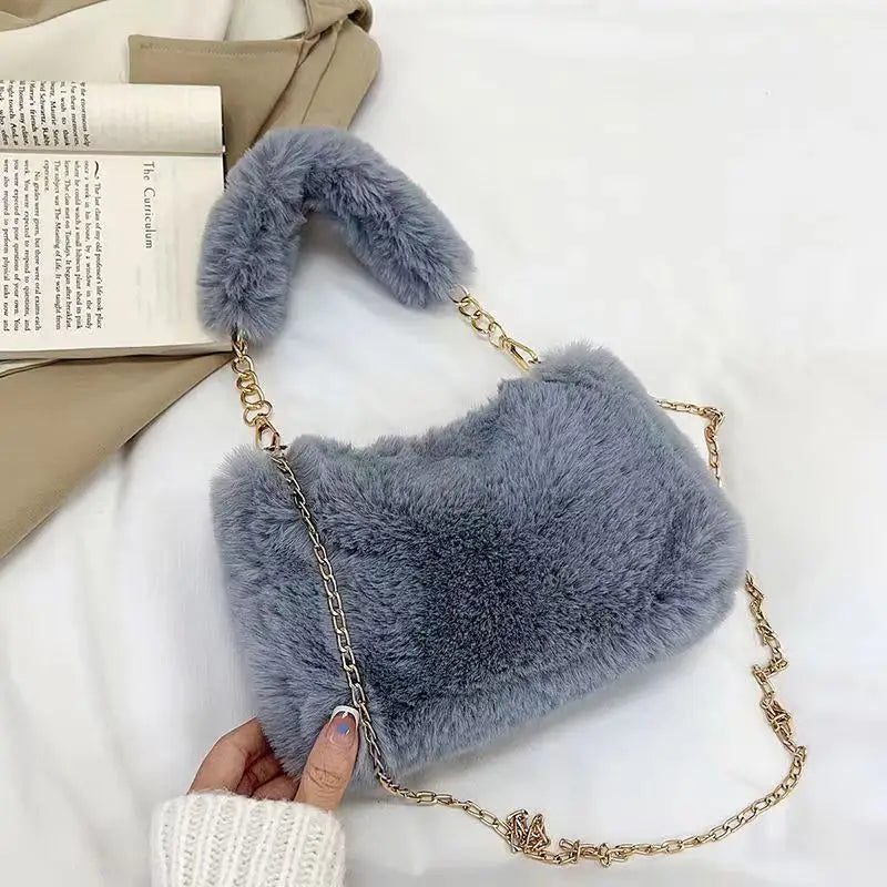 Winter Plush Crossbody Tote Bag for Women