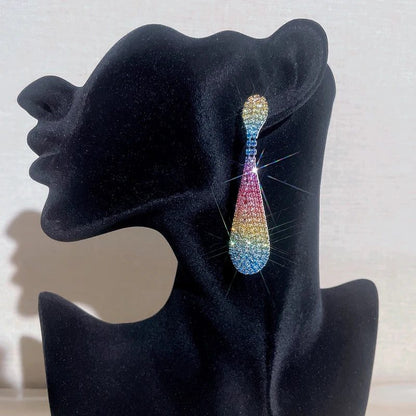 Luxury Rainbow Crystal Drop Earrings for Weddings