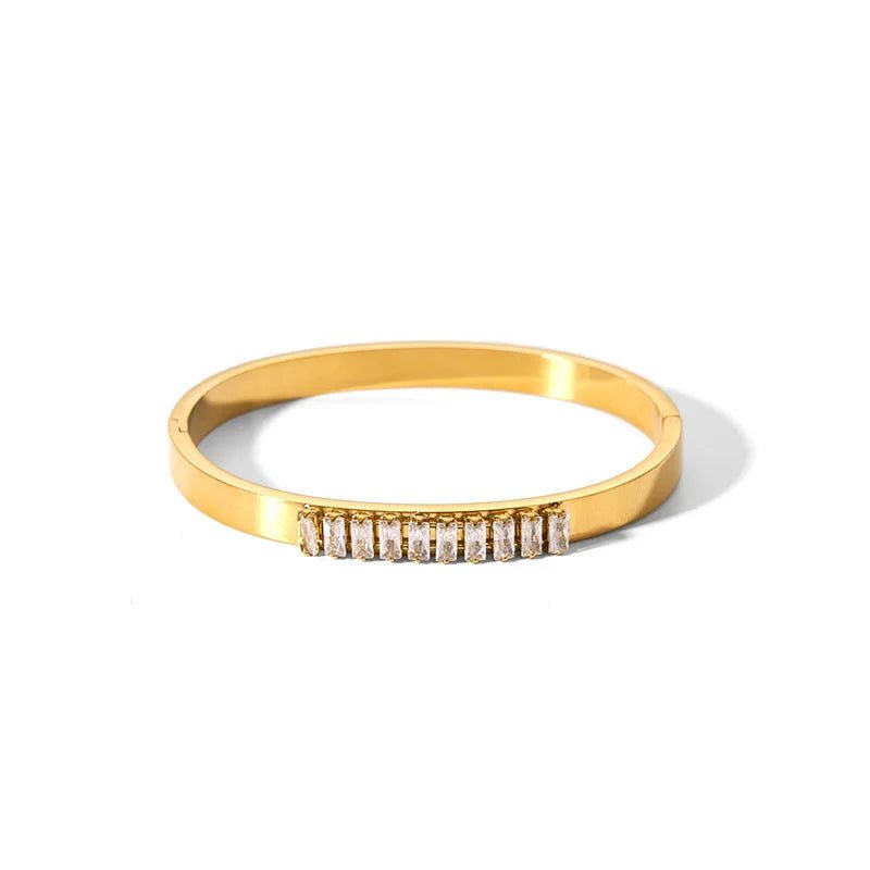 Custom Waterproof Stainless Steel Zirconia Bangles