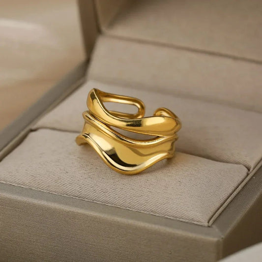 Waterproof Aesthetic Heart Gold Wedding Ring