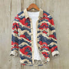 Men's Linen Hawaiian Shirt Ocean Wave Design