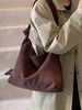 2024 Vintage Brown Suede Shoulder Tote Bag