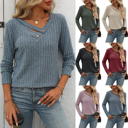 2024 Women's Casual V-Neck Striped T-Shirt