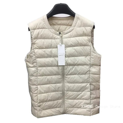 Lightweight White Duck Down Women’s Vest Plus-Size