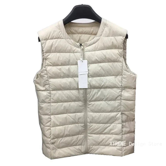 Lightweight White Duck Down Women’s Vest Plus-Size
