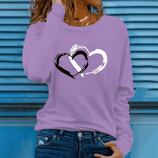 Trendy Oversized Heart Print Cotton T-Shirts