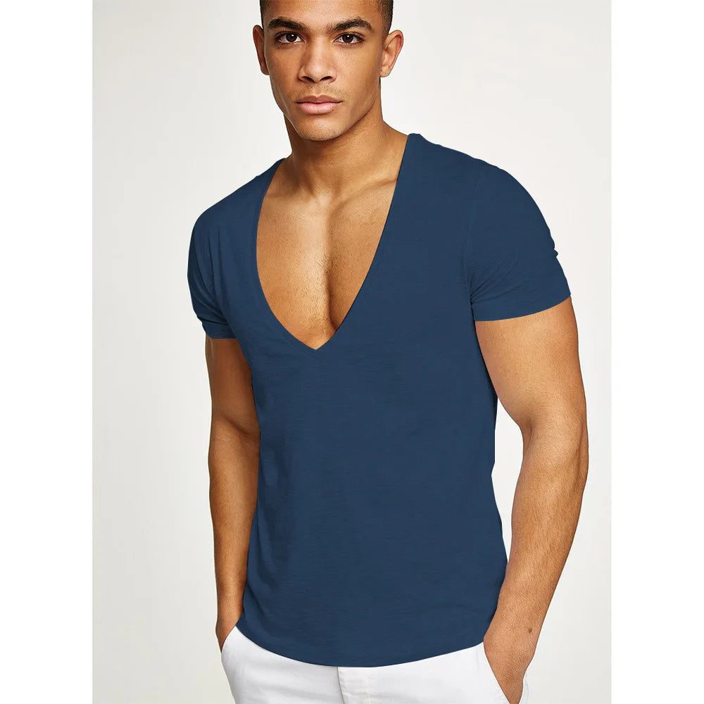Men's Deep V Neck Casual T-Shirts