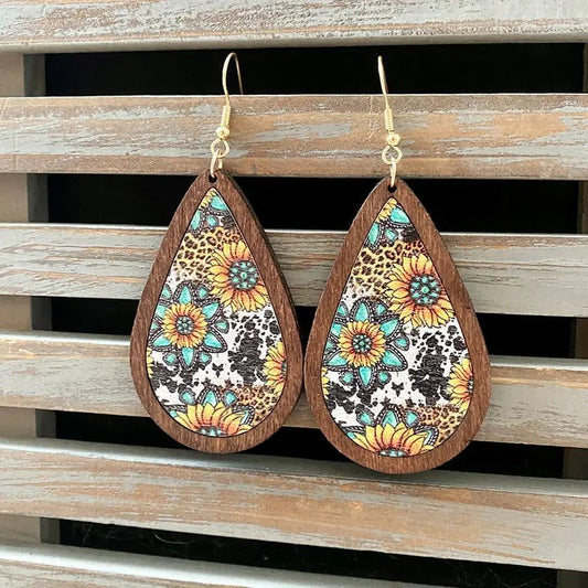 Western Cactus Bull Teardrop Earrings for Women