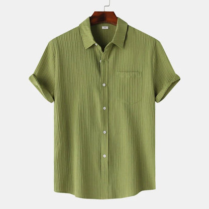 Men's Green Linen Short Sleeve Shirts