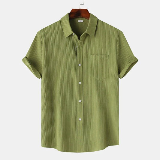 Men's Green Linen Short Sleeve Shirts