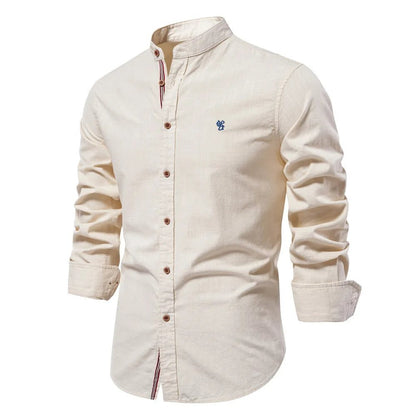 High-Quality Men's Cotton Linen Embroidery Shirt