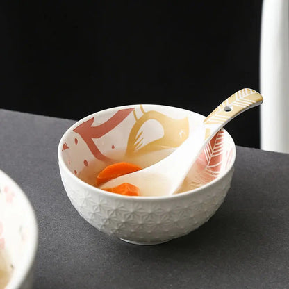 Handpainted Japanese Ceramic Soup Spoons Decor