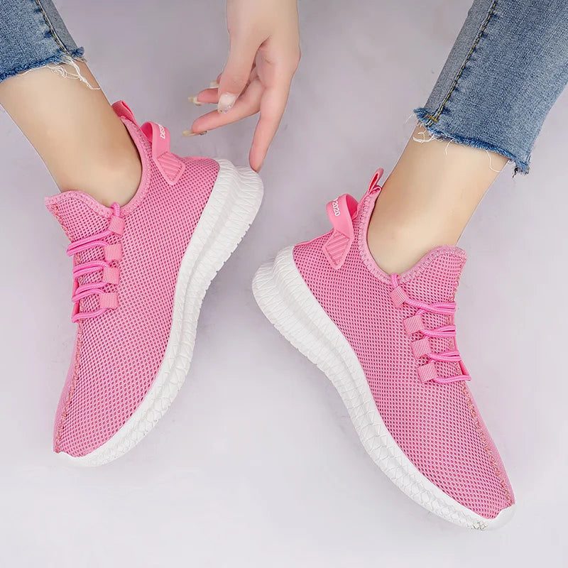 Breathable Pink Sneakers for Women, Size 35-48