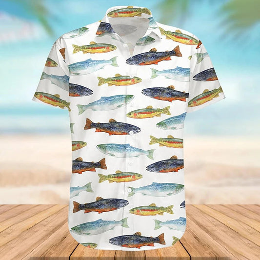 Trendy 3D Fish Print Hawaiian Shirts Men