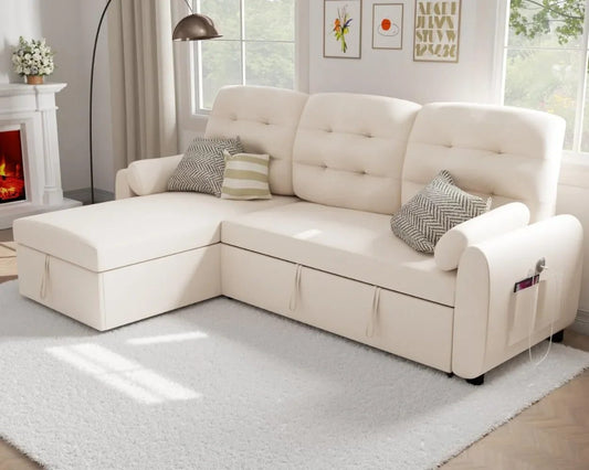 87” Sleeper Sectional Sofa with Storage