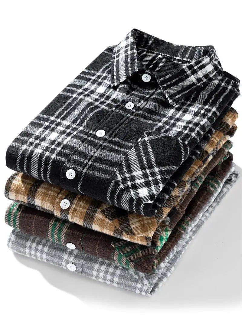 Plus Size Men's Flannel Plaid Shirt