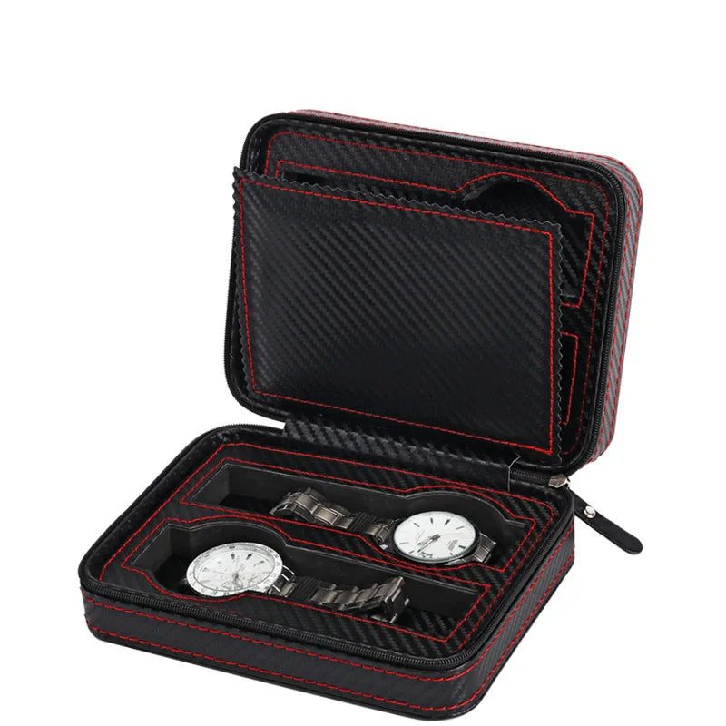 Portable Travel Watch Case with Zipper Storage