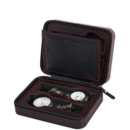Portable Travel Watch Case with Zipper Storage