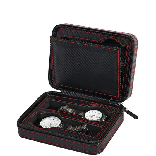 Portable Travel Watch Case with Zipper Storage