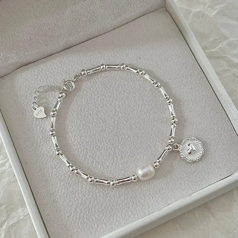 Luxury 925 Sterling Silver Pearl Knot Bracelet