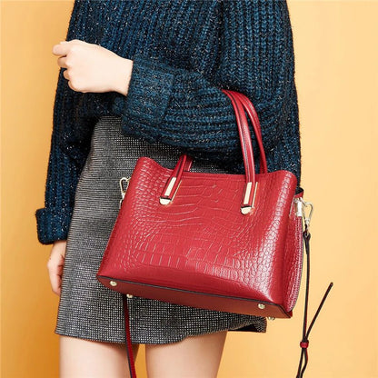 Genuine Leather Crocodile Print Tote Bags