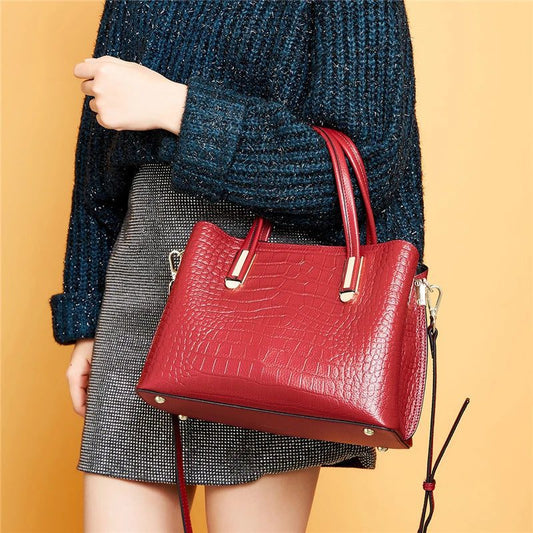 Genuine Leather Crocodile Print Tote Bags