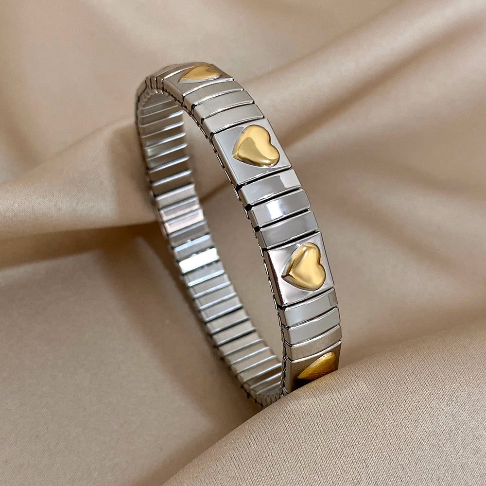 Vintage Waterproof Stainless Steel Heart Bangles