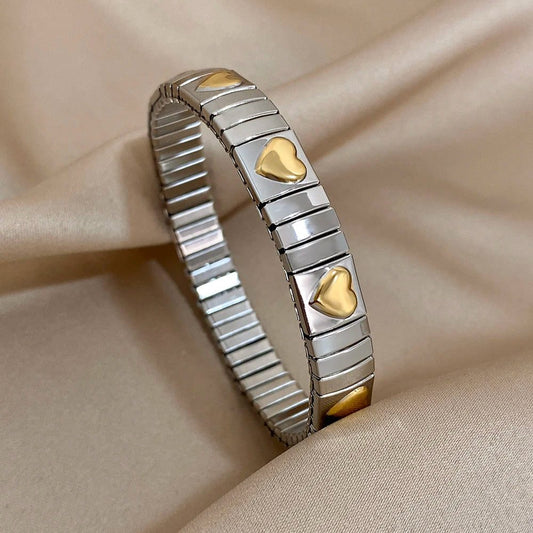 Vintage Waterproof Stainless Steel Heart Bangles