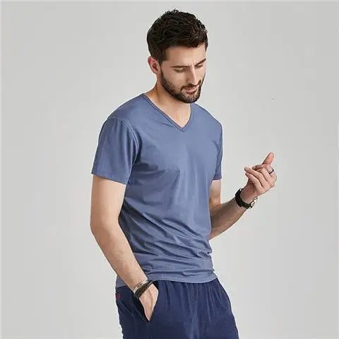 Men's V-Neck T-Shirts: Luxury Ice Silk