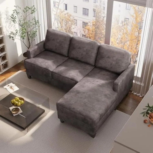 Stylish Faux Leather L-Shaped Sectional Sofa