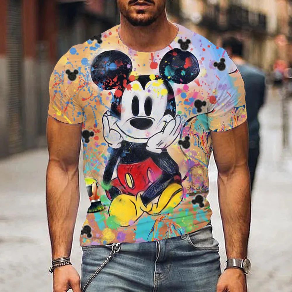 Men's Cartoon T-Shirt with Mickey Headphones