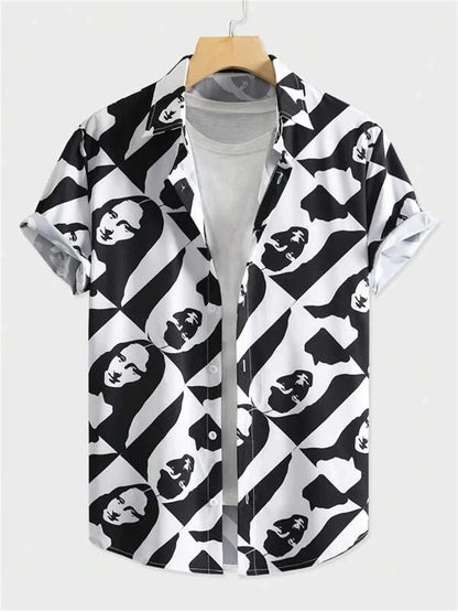 Hawaiian Floral Print Short Sleeve Button-Down Shirt