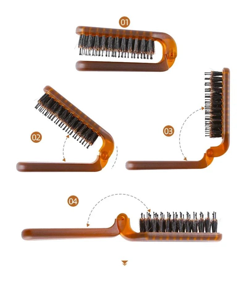 Portable Foldable Boar Bristle Hair Comb