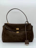 Trendy Suede Tote Bag with Metal Buckle