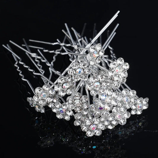 Elegant Floral Crystal Pearl Wedding Hairpin