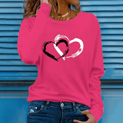 Trendy Oversized Heart Print Cotton T-Shirts