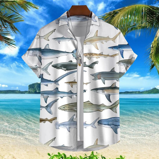 Trendy 3D Fish Print Hawaiian Shirts Men